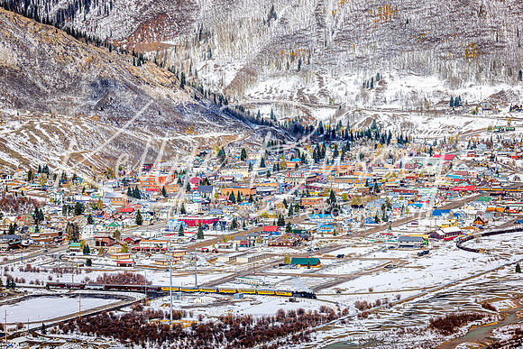 Silverton, CO - look closely and you can see the steam engine winding down the track!